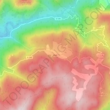 Carte topographique Bisè, altitude, relief