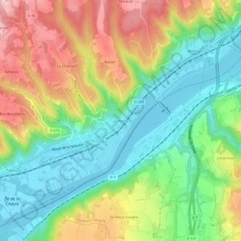 Carte topographique La Roche, altitude, relief