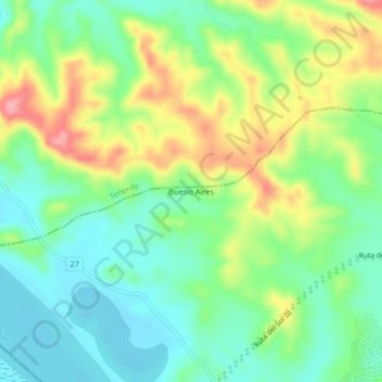 Carte topographique Bueno Aires, altitude, relief