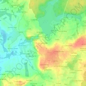 Carte topographique La Croix Notelle, altitude, relief
