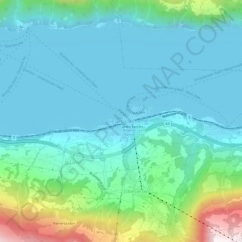 Carte topographique Unterterzen, altitude, relief
