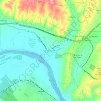 Carte topographique Rio de Moinhos, altitude, relief