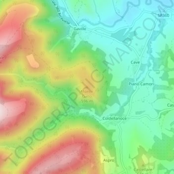 Carte topographique Monte Gallo, altitude, relief