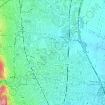 Carte topographique Südstadt, altitude, relief