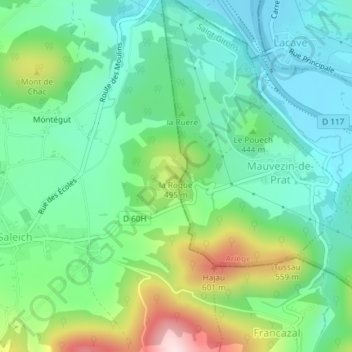 Carte topographique la Roque, altitude, relief