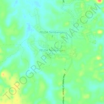 Carte topographique FELDA Tembangau 1, altitude, relief