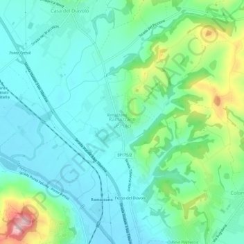 Carte topographique Ramazzano Le Pulci, altitude, relief
