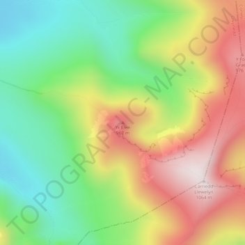 Carte topographique Yr Elen, altitude, relief