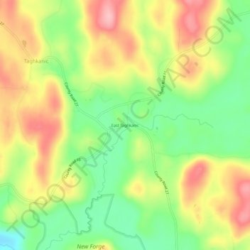 Carte topographique East Taghkanic, altitude, relief