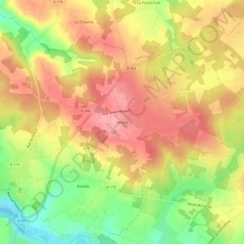 Carte topographique Negret, altitude, relief