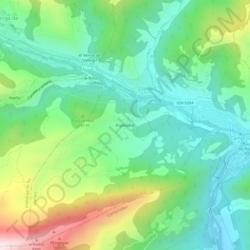 Carte topographique Espinalba, altitude, relief