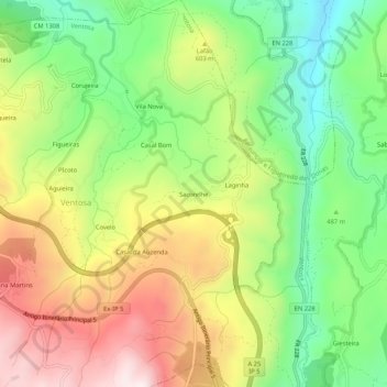 Carte topographique Sacorelhe, altitude, relief