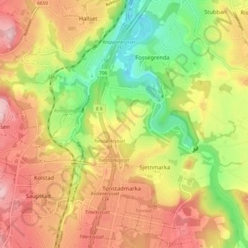 Carte topographique Okstad, altitude, relief