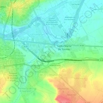 Carte topographique Las Luminarias, altitude, relief