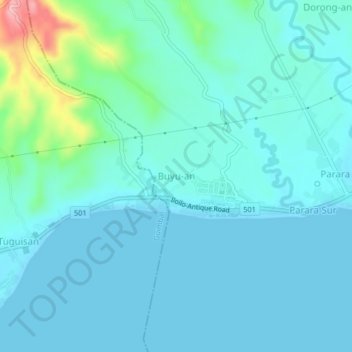 Carte topographique Buyu-an, altitude, relief
