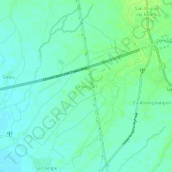 Carte topographique Umangan, altitude, relief