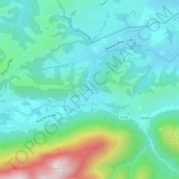 Carte topographique Pè-d-Estarres, altitude, relief
