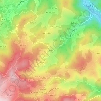 Carte topographique Veyfour, altitude, relief
