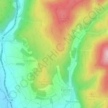 Carte topographique Auf der Stelle, altitude, relief