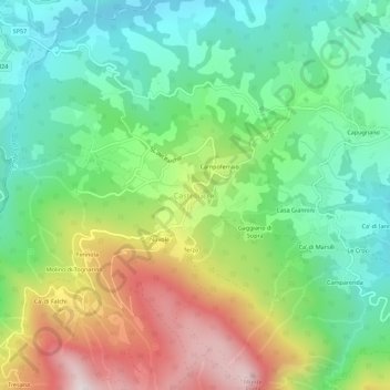 Carte topographique Castelluccio, altitude, relief