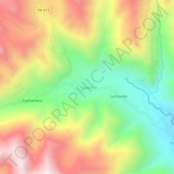Carte topographique Chupaca, altitude, relief