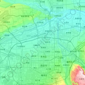 Carte topographique Xi'an, altitude, relief