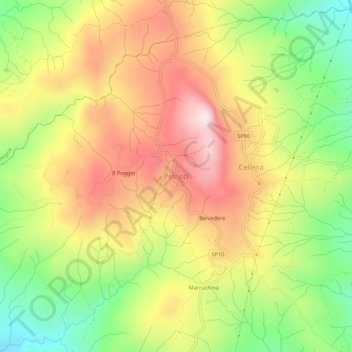 Carte topographique Petricci, altitude, relief