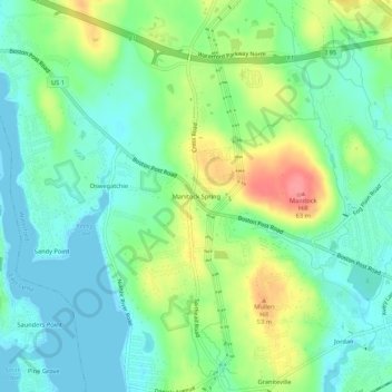 Carte topographique Manitock Spring, altitude, relief