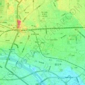 Carte topographique Hagoromocho, altitude, relief