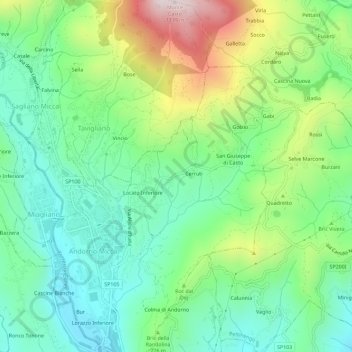 Carte topographique Ravizza, altitude, relief