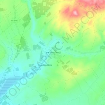 Carte topographique El Barranquete, altitude, relief