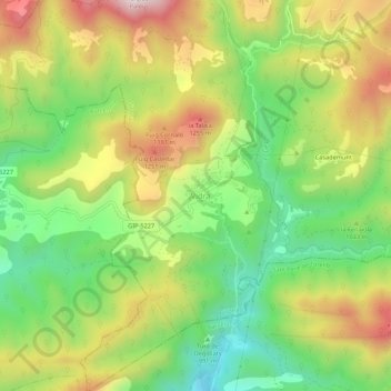 Carte topographique Vidrà, altitude, relief