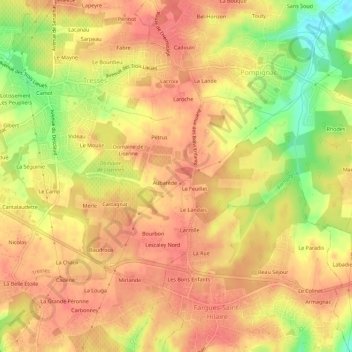 Carte topographique Langevin, altitude, relief
