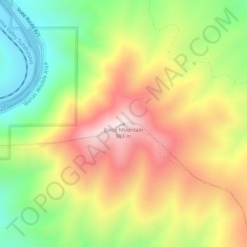 Carte topographique Baldy Mountain, altitude, relief