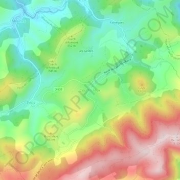 Carte topographique Couffouleux, altitude, relief