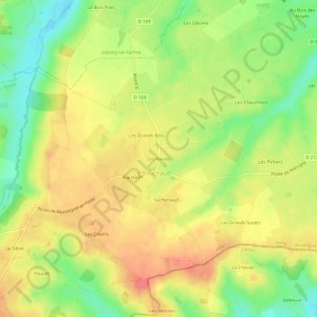 Carte topographique Les Ravats, altitude, relief