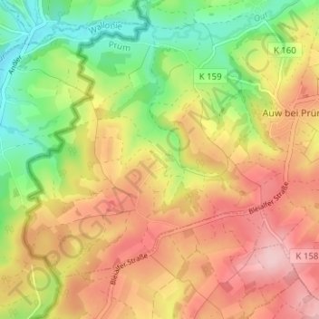 Carte topographique Laudesfeld, altitude, relief