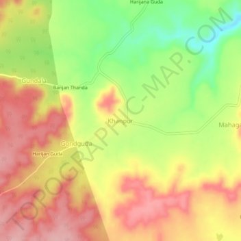 Carte topographique Khanpur, altitude, relief