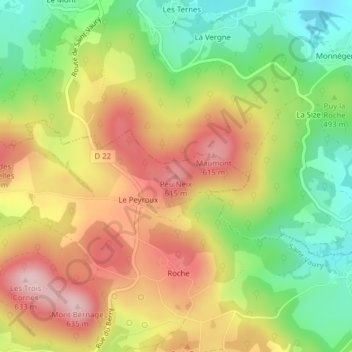 Carte topographique Peu Neix, altitude, relief