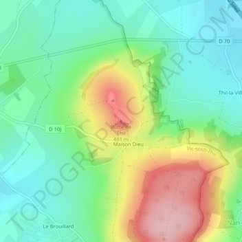 Carte topographique Butte de Thil, altitude, relief