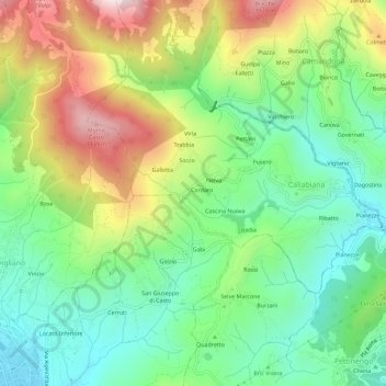 Carte topographique Stellio, altitude, relief