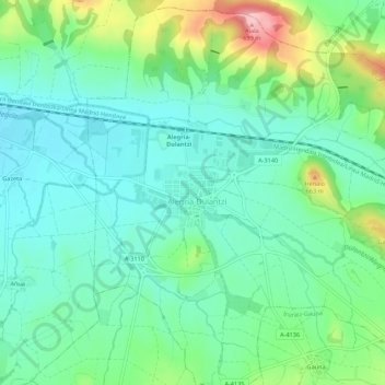 Carte topographique Alegría-Dulantzi, altitude, relief