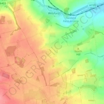 Carte topographique Kelby, altitude, relief