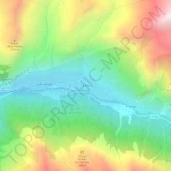 Carte topographique Le Bois, altitude, relief