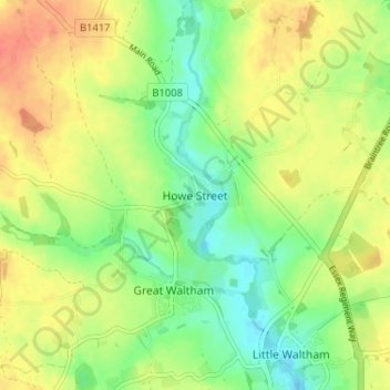 Carte topographique Howe Street, altitude, relief