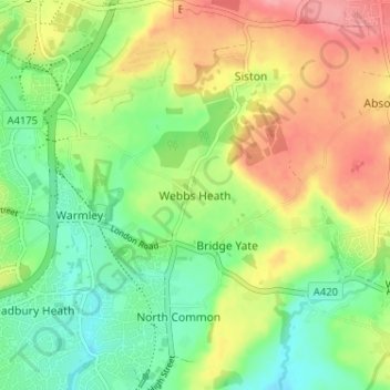 Carte topographique Webbs Heath, altitude, relief