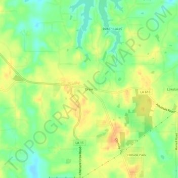 Carte topographique Drew, altitude, relief