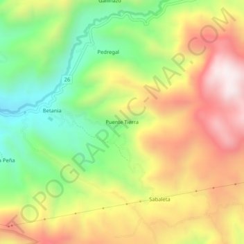 Carte topographique Puente Tierra, altitude, relief