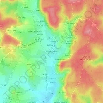 Carte topographique Le Pont Chartrain, altitude, relief