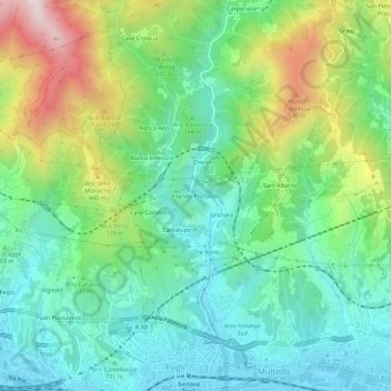 Carte topographique Filanda Profondo, altitude, relief